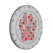 Roze poot afdrukken met hart dartbord (Voorkant Links)