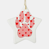 Roze poot afdrukken met hart keramisch ornament (Rechts)