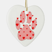 Roze poot afdrukken met hart keramisch ornament (Rechts)