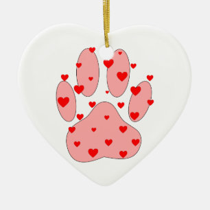 Roze poot afdrukken met hart keramisch ornament