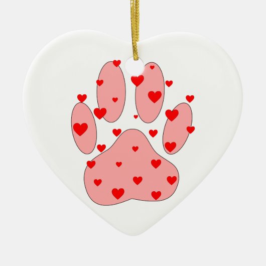 Roze poot afdrukken met hart keramisch ornament (Voorkant)