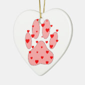 Roze poot afdrukken met hart keramisch ornament (Links)