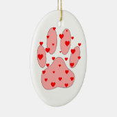 Roze poot afdrukken met hart keramisch ornament (Rechts)