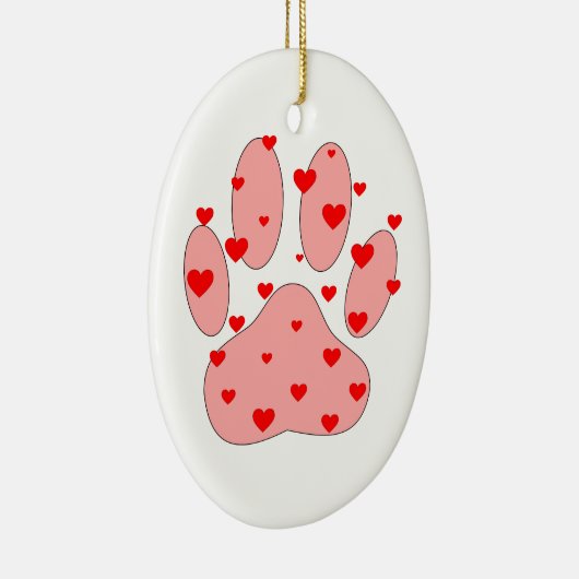 Roze poot afdrukken met hart keramisch ornament (Rechts)