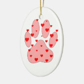 Roze poot afdrukken met hart keramisch ornament (Links)