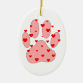 Roze poot afdrukken met hart keramisch ornament (Voorkant)