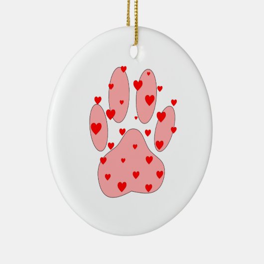 Roze poot afdrukken met hart keramisch ornament (Rechts)