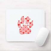 Roze poot afdrukken met hart muismat (Met muis)