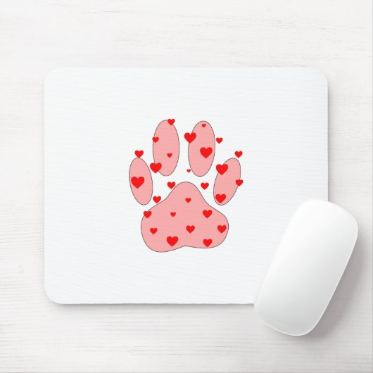 Roze poot afdrukken met hart muismat (Met muis)
