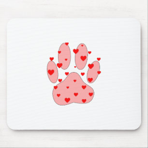 Roze poot afdrukken met hart muismat