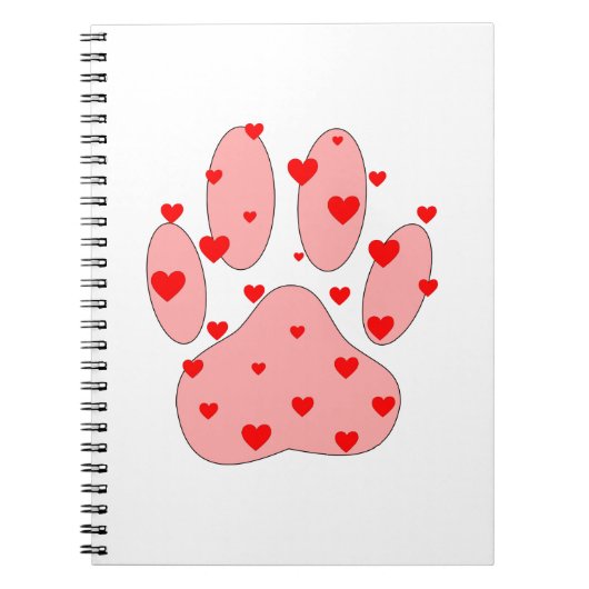 Roze poot afdrukken met hart notitieboek (Voorkant)