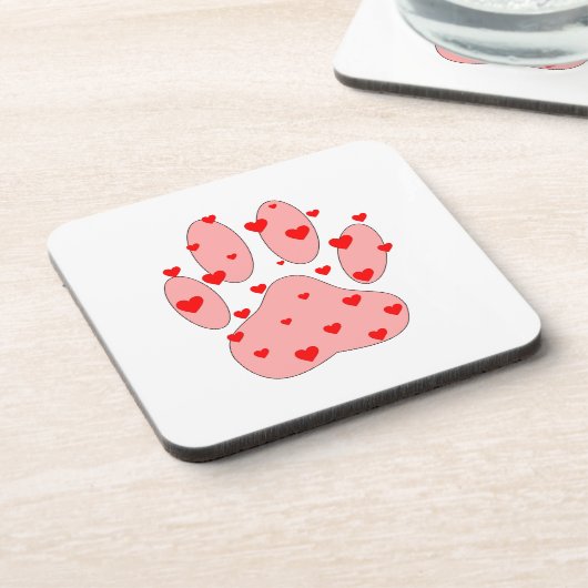 Roze poot afdrukken met hart onderzetter (Linkerzijde)