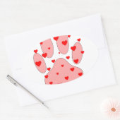 Roze poot afdrukken met hart ovale sticker (Envelop)