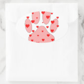 Roze poot afdrukken met hart ovale sticker (Tas)