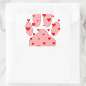 Roze poot afdrukken met hart rechthoekige sticker (Tas)