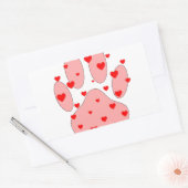 Roze poot afdrukken met hart rechthoekige sticker (Envelop)