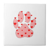 Roze poot afdrukken met hart tegeltje (Voorkant)