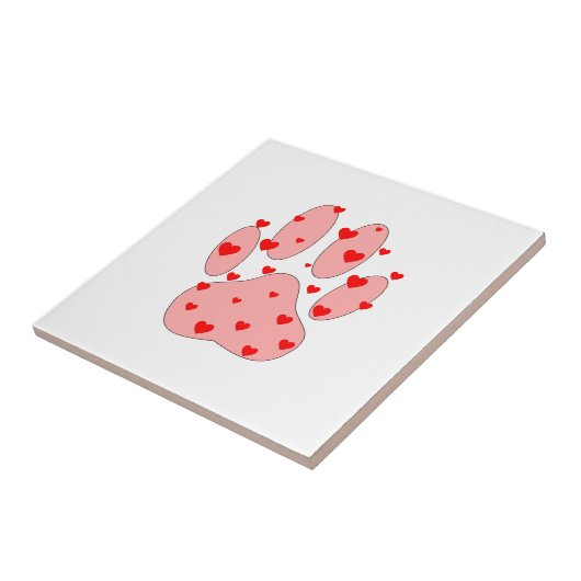 Roze poot afdrukken met hart tegeltje (Zijkant)