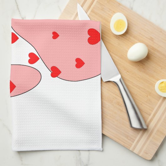 Roze poot afdrukken met hart theedoek (Quarter Fold)