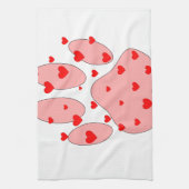 Roze poot afdrukken met hart theedoek (Verticaal)