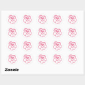 Roze poot afdrukken met liefde ronde sticker (Vel)
