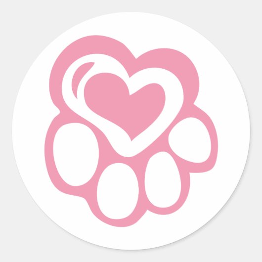 Roze poot afdrukken met liefde ronde sticker (Voorkant)
