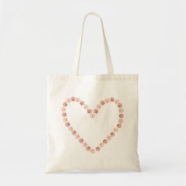 Roze pootafdruk hart - Hond kat pootafdrukken Tote Bag
