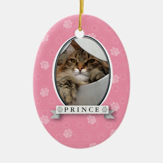Roze Pootafdruk Huisdier Ornament (Voorkant)