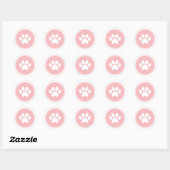 Roze pootafdruk sticker voor puppy verjaardagsuitn (Vel)