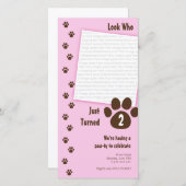 Roze pootafdruk verjaardagsuitnodiging (Voorkant / Achterkant)