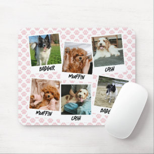 Roze Pootafdrukken 6 Honden Snapshots Foto Sjabloo Muismat