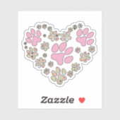 Roze Pootafdrukken en Stippen Sticker (Vel)
