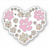 Roze Pootafdrukken en Stippen Sticker (Voorkant)