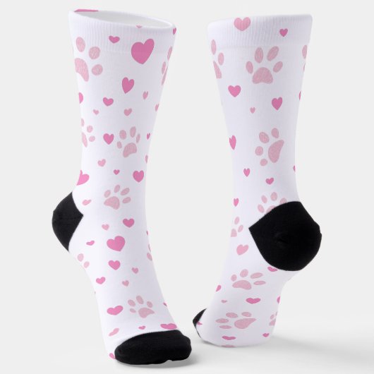 Roze Pootafdrukken & Hartjes Crew Sokken (Gebogen)