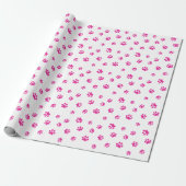 Roze Pootafdrukken Patroon Cadeaupapier (Uitgerold)