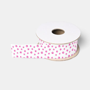 Roze Pootafdrukken Patroon Grosgrain Lint