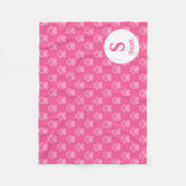 Roze Pootafdrukken Patroon Met Monogram & Naam Fleece Deken (Voorkant)