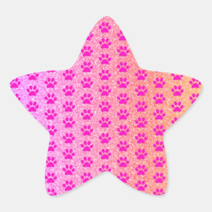 Roze Pootafdrukken Roze Goud Glitter Lief Meisjesa Ster Sticker
