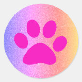 Roze Pootafdrukken Roze Goud Glitter Mooie Feestda Ronde Sticker (Voorkant)