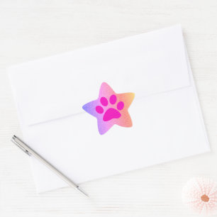 Roze Pootafdrukken Roze Goud Glitter Schattig Meis Ster Sticker