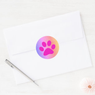 Roze Pootafdrukken Roze Goud Glitter Schattige Fee Ronde Sticker