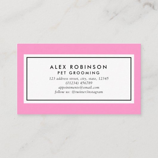 Roze pootdruk visitekaartje voor het groompen van (Achterkant)