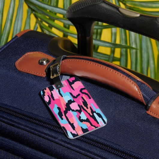 Roze Pop Abstract Bagagelabel (Voorkant Insitu 1)