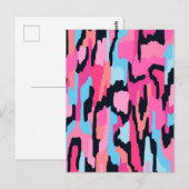 Roze Pop Abstract Briefkaart (Voorkant / Achterkant)