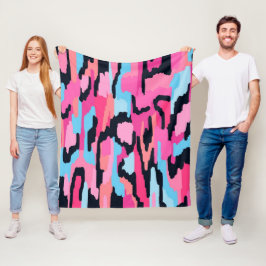 Roze Pop Abstract Fleece Deken