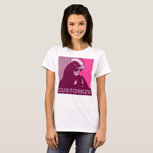 ! Roze Pop Art Geïnspireerd Kip Tshirt (Voorkant volledig)