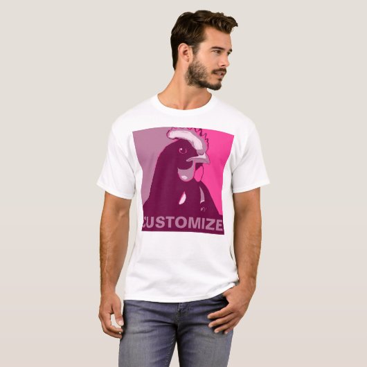 ! Roze Pop Art Geïnspireerd Kip Tshirt (Voorkant volledig)