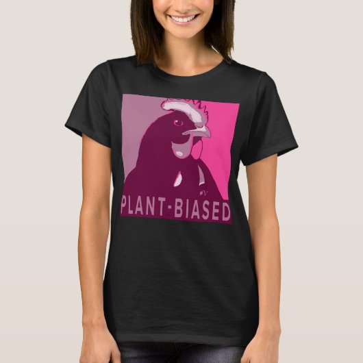 Roze Pop Art Geïnspireerd Kip Tshirt Plant-Biased (Voorkant)