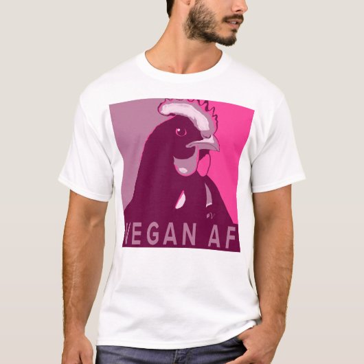 Roze Pop Art Geïnspireerd Kip Tshirt Vegan AF (Voorkant)