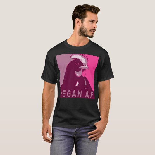 Roze Pop Art Geïnspireerd Kip Tshirt Vegan AF (Voorkant volledig)